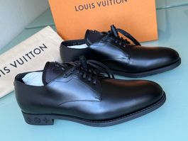 LOUIS VUITTON Lv Richelieu Derby Schwarz Leder Schuhe 40 NEU