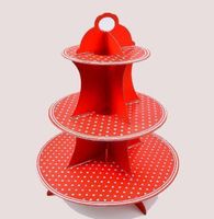 NEUE Karton Etagere rot-weiss Polka dot 35 x 30 cm - 80771