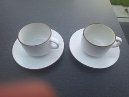 Kaffeetassen Set weiss braun gesprenkelt 2 Stück