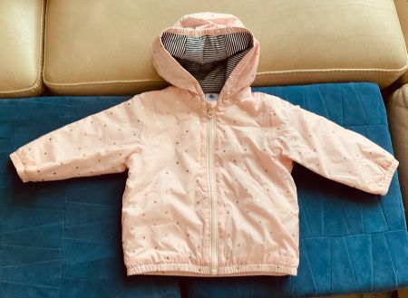 Adorable veste rose coeurs dorés capuche Petit Bateau t.1 an