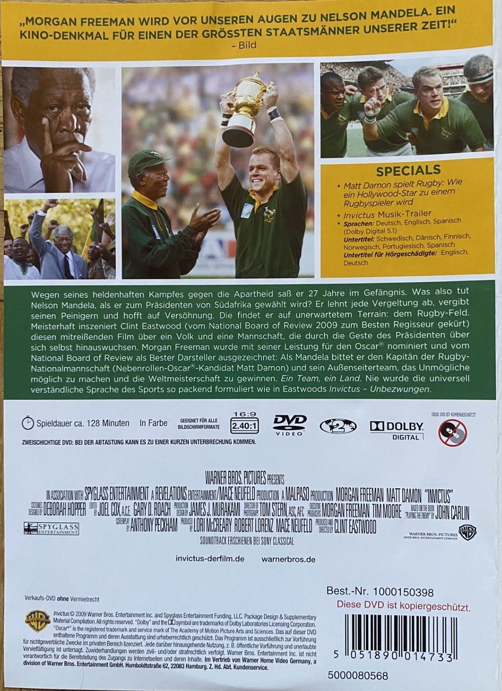 Tutti i DVDs: Invictus - 2009 - Freeman - Damon -DVD – Usato da Liestal venduto da Adam-Grey 1