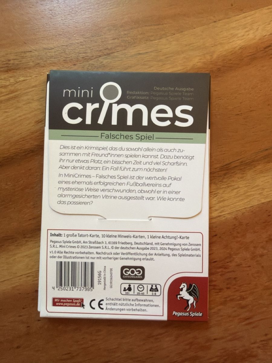 Pegasus Spiele Jeux: Mini Crimes: Falsches Spiel – D'occasion à Olten par Sime33 1