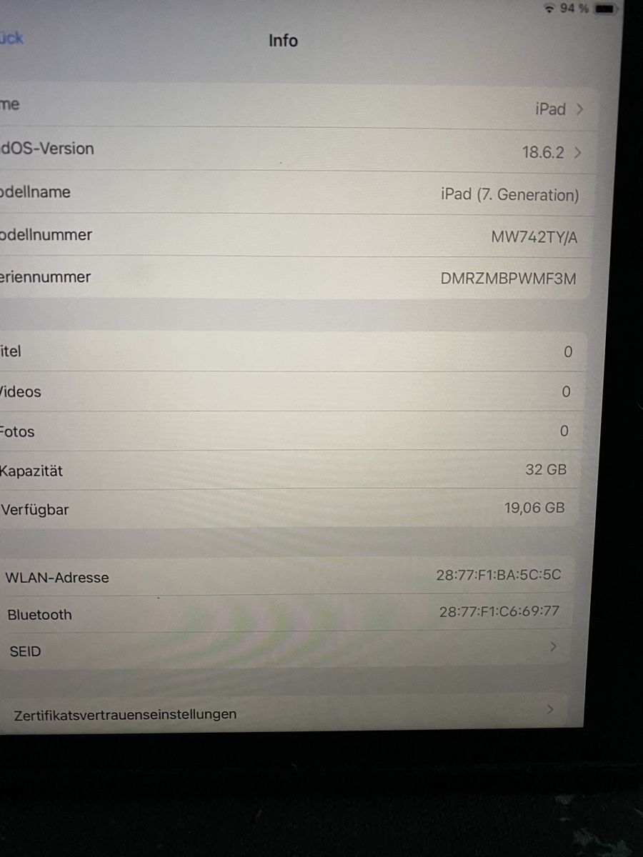 Apple Tablet PC: I - Pad 7. Generation – Gebraucht aus Aarau von Buzli 2