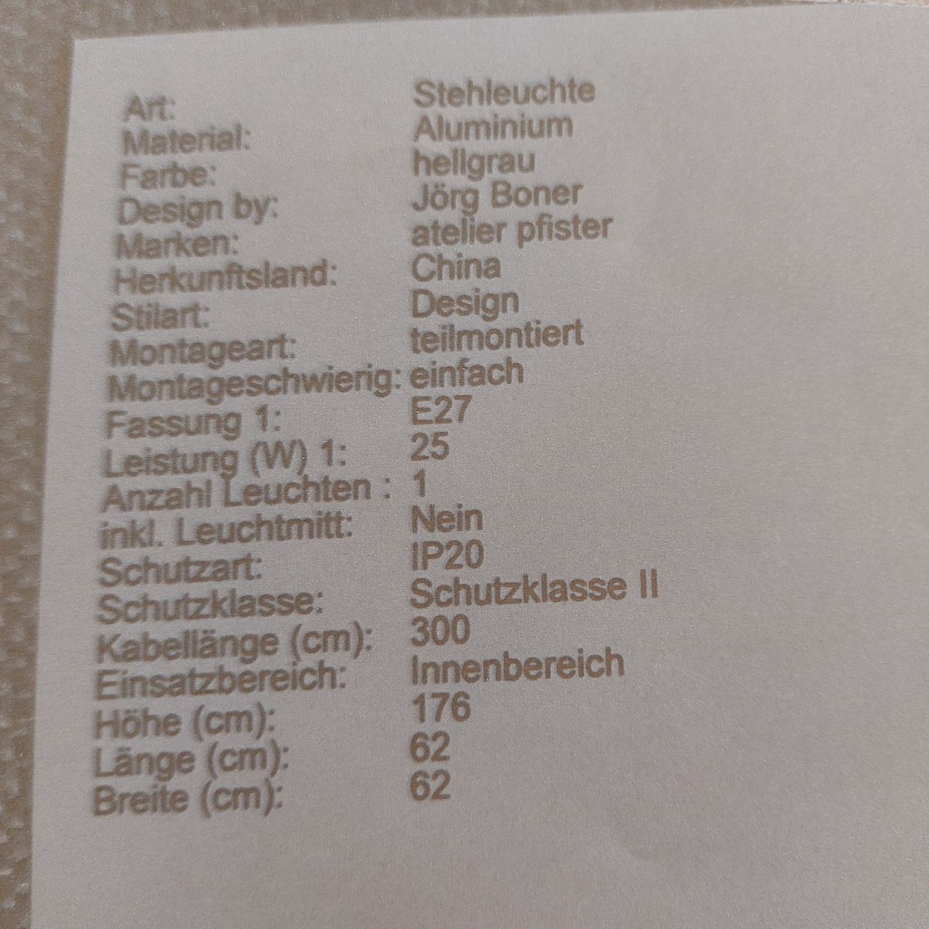 Pfister Lampade: Stehlampe Lavin von Möbel Pfister – Nuovo (secondo la descrizione) da St. Gallen venduto da ostschweiz123 4