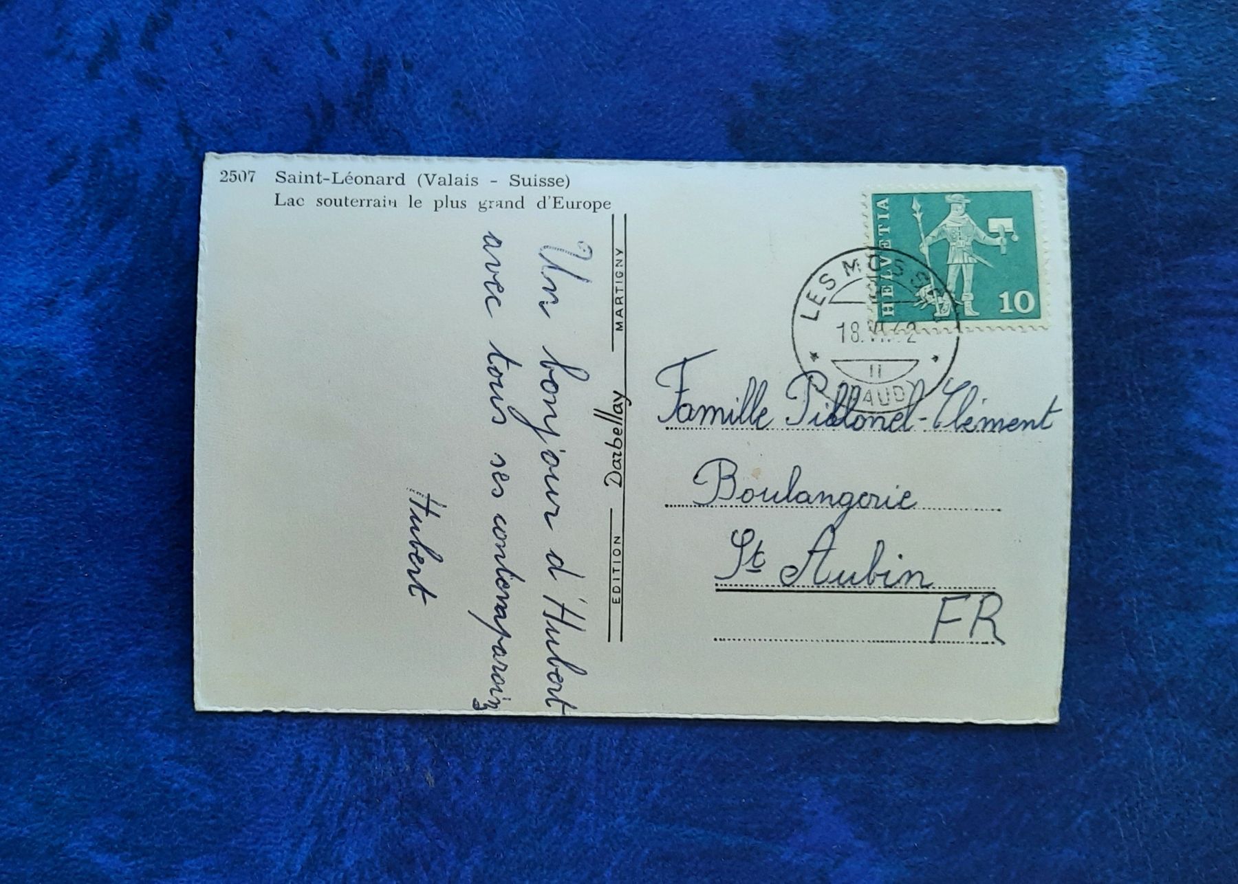 Cartoline postali: Ansichtskarte Saint Léonard, Lac Souterrain, gest. 1962 – Usato da Marly venduto da neu-adlerauge65 1