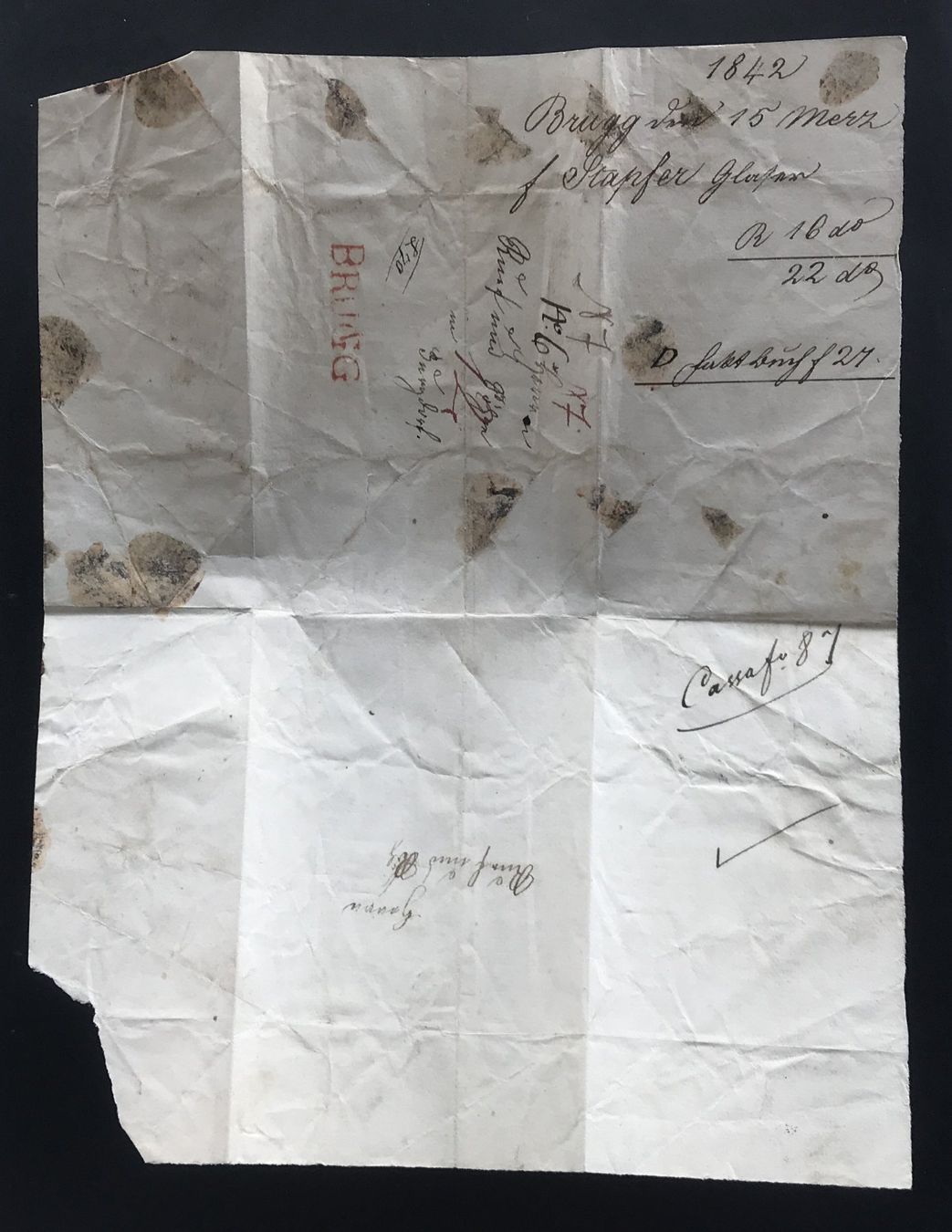 Documenti: ANTIKER BRIEF 1842 – Usato da Ostermundigen venduto da Kari1937