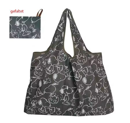 Faltbare Tasche mit Snoopy Motiv in schwarz