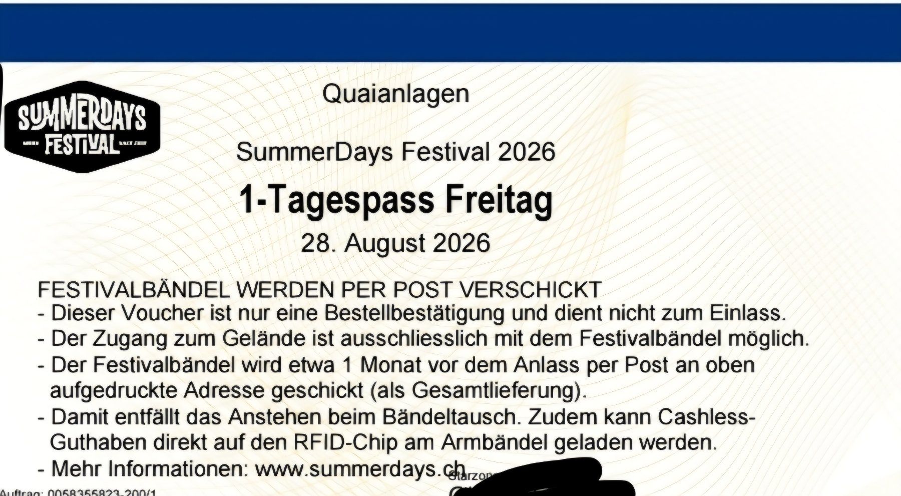Tickets: 1 Freitag Ticket Summerdays Arbon – Neu (gemäss Beschreibung) aus Gossau SG von Sandy2014 3