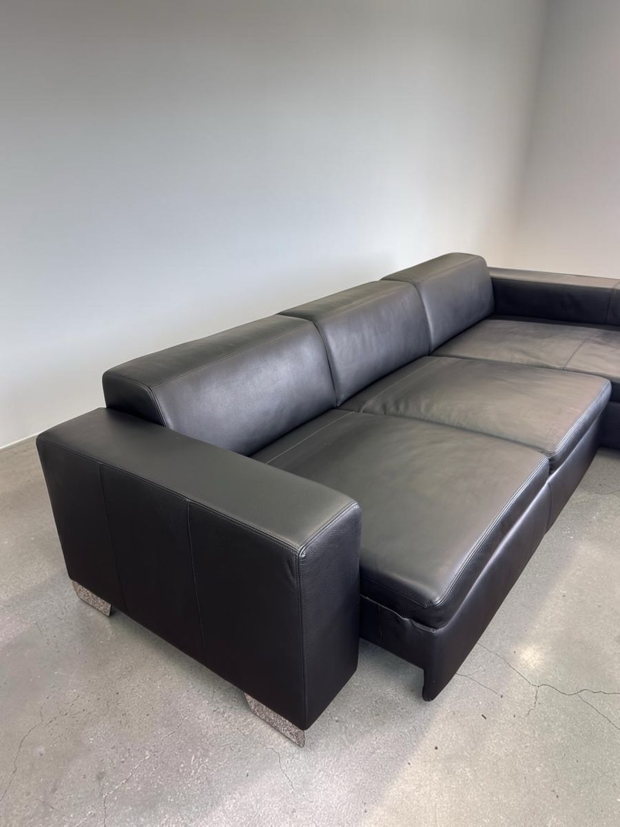 Divani: Ecksofa aus echtem Rindsleder, schwarz, mit Bettfunktion – Usato da Fehraltorf venduto da Sofalab.swiss 9