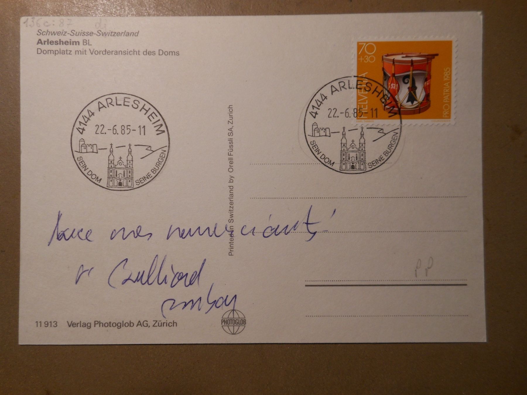Cartoline postali: Arlesheim BL + Pro Patria 1983 + 1985 – Usato da Lausanne venduto da Jdelta 1