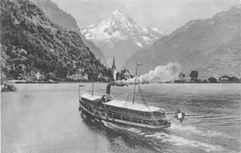 Flüelen mit bristenstock Schiff Boot  Battello