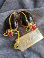 Vintage schicke neue GROSSE Ohrclips, Email