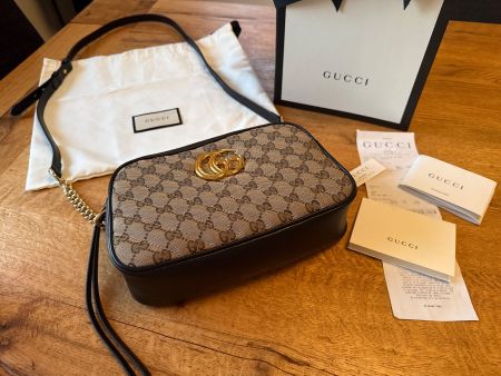 GUCCI Marmont Small Monogram Canvas Crossbody Camera Bag