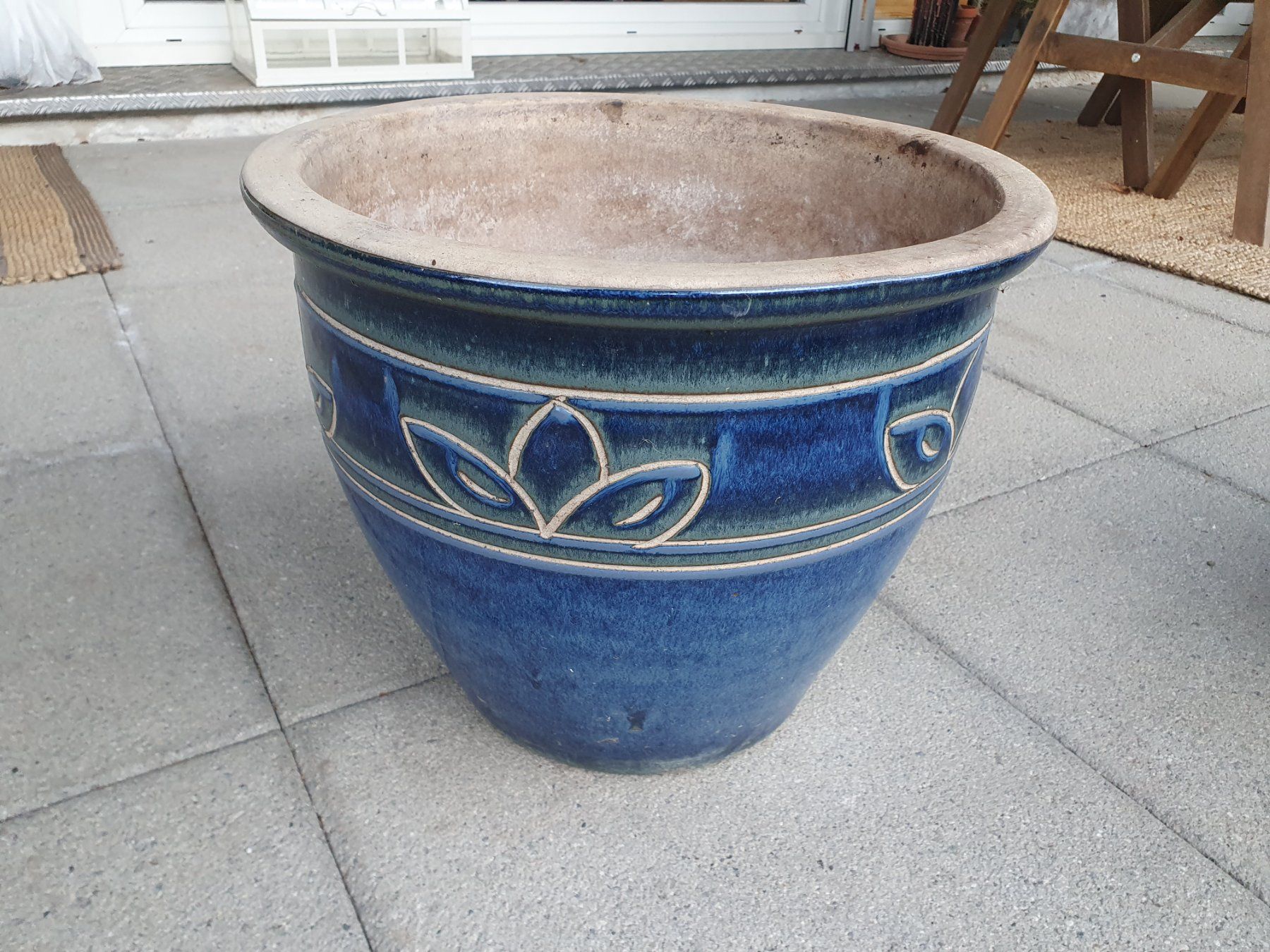 Vasi per fiori: Blumentopf - Pflanzgefäss - Ton - blau – Usato da Münsingen venduto da C.Kreuzer