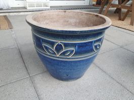 Blumentopf - Pflanzgefäss - Ton - blau