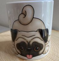 Süsser Mops Tasse Kaffeebecher Hundemotiv Geschenkidee Neu