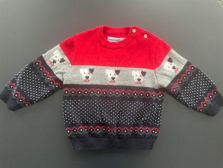 Mayoral Baby-Pullover, Gr. 74, Hunde-Motiv, kaum getragen