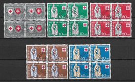 1957: Pro Patria Viererblock Serie Nr.B81-85 ET