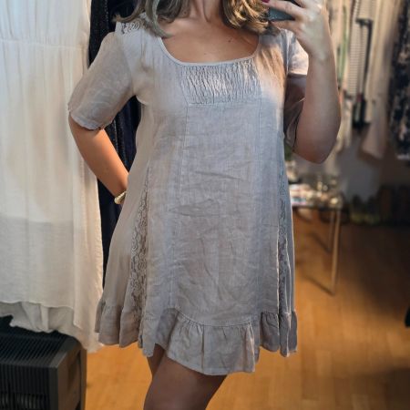 Damen Leinenkleid Gr. M/L 100% Leinen Spitze