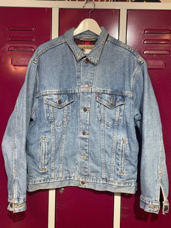 VINTAGE LEVI'S PLAID LINED DENIM JACKET SZ: M