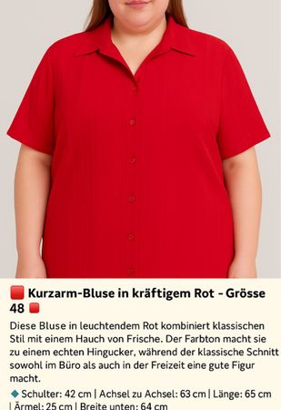 Rote bluse Gr 48 Kurzarm Lady in red plussize kl Stern