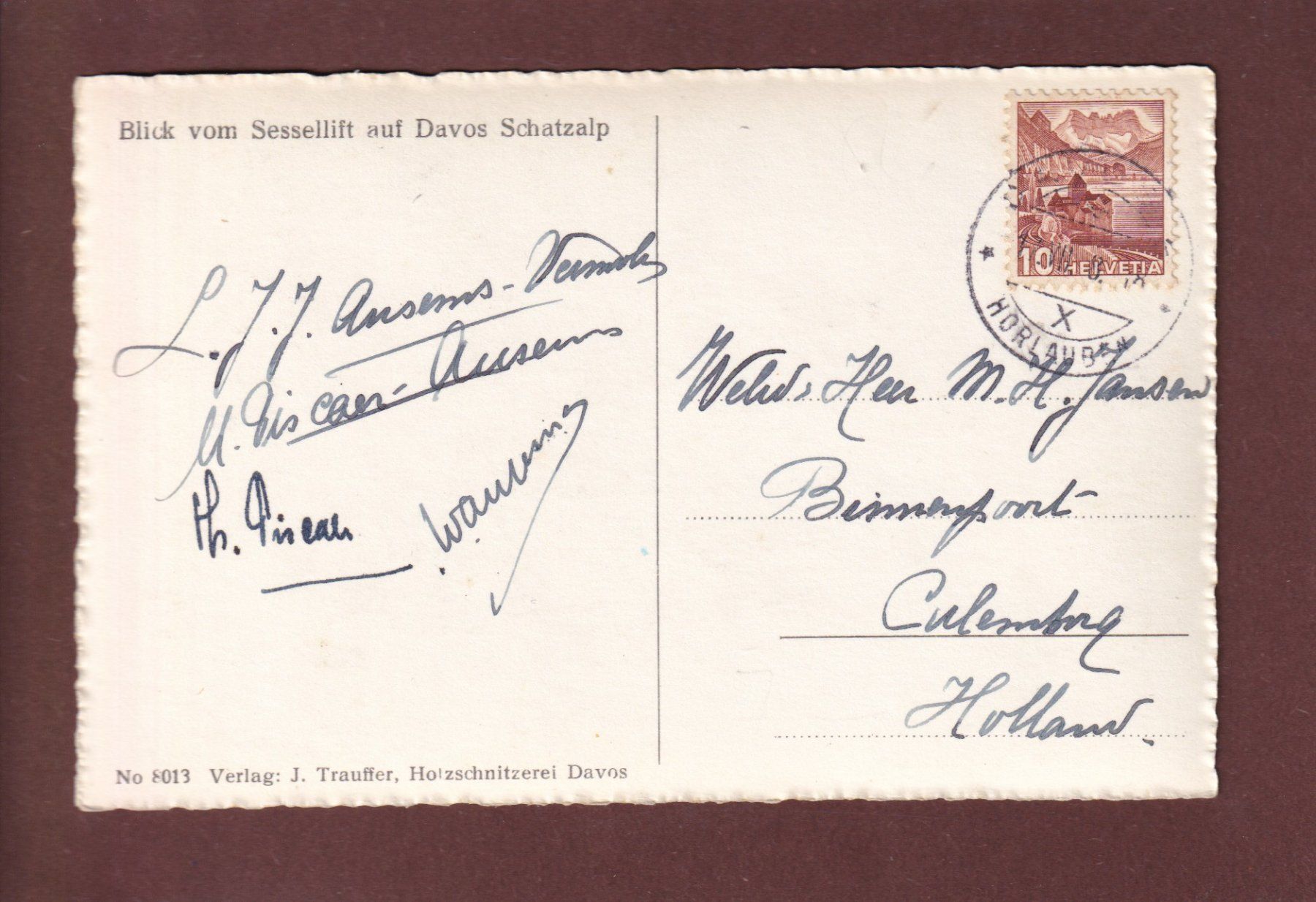 Cartes postales: DAVOS - Blick vom Sessellift - 1948 – D'occasion à Pully par nicecards 1