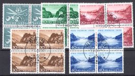 1956, B76-80, Viererblockserie gestempelt Orts-ET (13770)