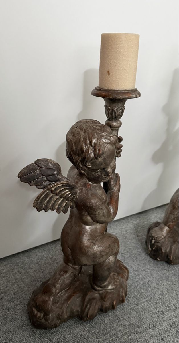 Statuette: 2 antike Engel-Kerzenständer – Usato da Wettingen venduto da Mat5430 2