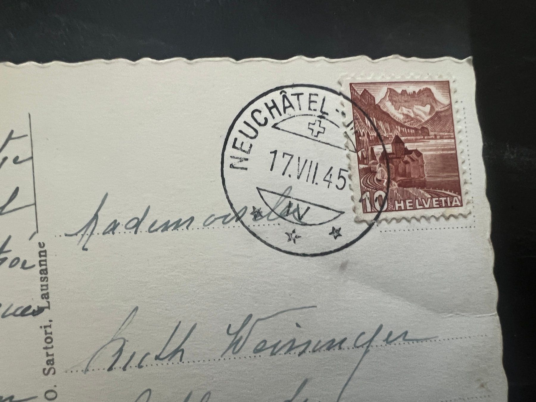 Cartoline postali: AK  1945 Neuenburg     (G3339) – Usato da Hinwil venduto da Sidi4 1