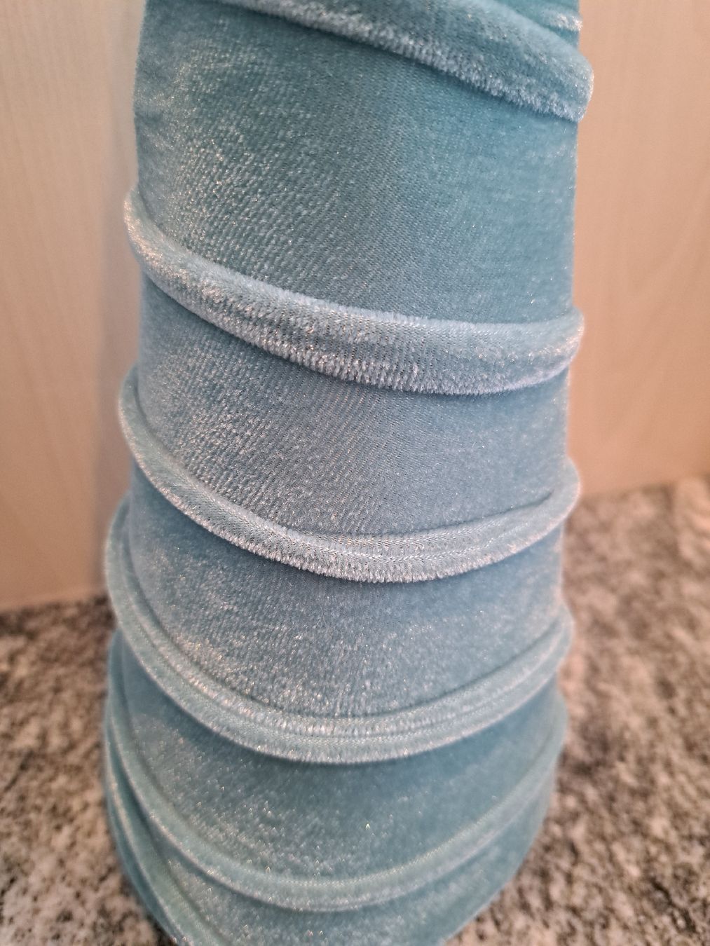 Alle Dekorationen: 3er Set Dekokegel Samt, hellblau/grün – Neu (gemäss Beschreibung) aus Riedholz von Schildmaid2 1
