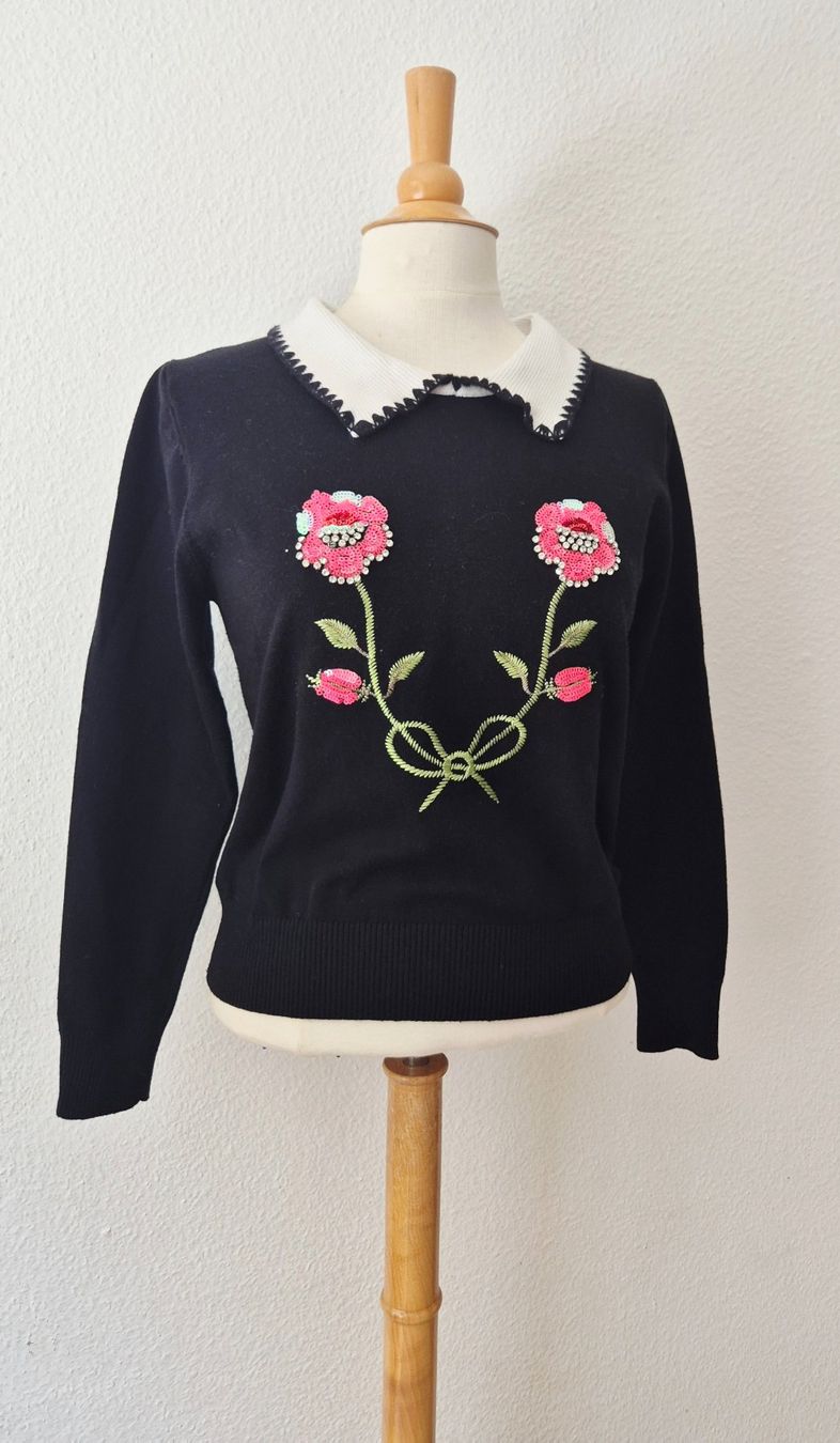 Pullover & Sweatshirts: PULLOVER PULLI S 36 STRASSSTEINE STICKEREI PAILETTEN TOP – Gebraucht aus Elsau von the-colorful-side 6