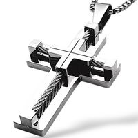 HERREN KREUZ ANHÄNGER MASSIV EDELSTAHL SILBER MIT KETTE