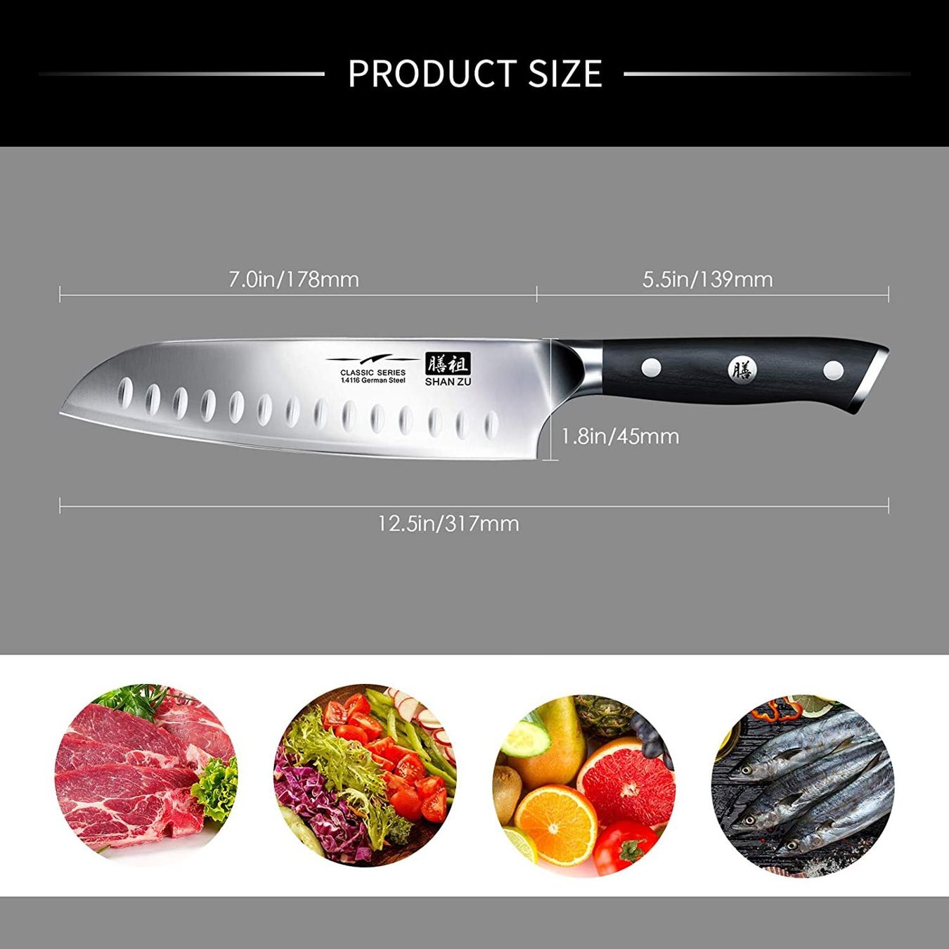 Coltelli da cucina: Küchenmesser, Chefmesser Santoku 18 cm – Nuovo e nell'imballaggio originale da Oberentfelden venduto da abz_l7vm 1