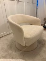 Drehstuhl Boucle Stoff beige neuwertig Feder defekt