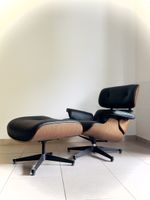 Lounge Chair mit Ottomane – Echtleder & Nussbaum