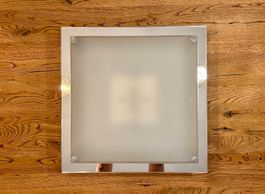 Moderne LED Deckenlampe Chrom Glas matt quadratisch 40x40cm