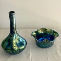 Vase und Schale: Jugendstil, um 1900, vermutlich Loetz