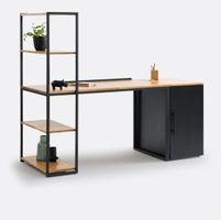 Bureau design industriel avec étagère Hiba