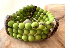 🟢 Bracelet vert perles graines Açai  Armband aus Açai-Samen