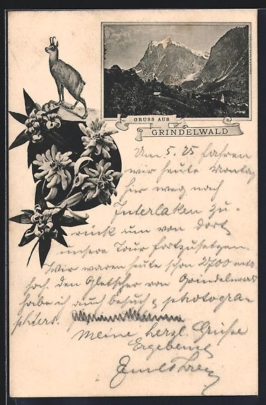 Ansichtskarten: Vorläufer-AK Grindelwald, 1894, Gebirgs – Gebraucht aus Berlin von bartko-reher