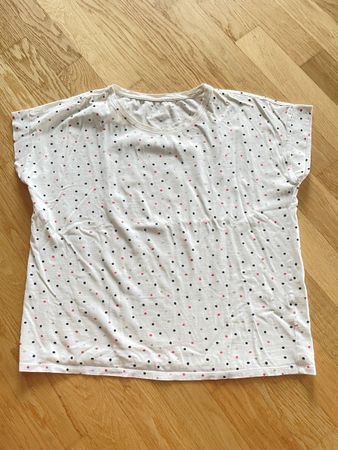 White T-Shirt with Polka Dots, Size M