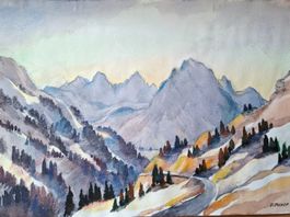 Aquarell Ferdinand Meyer-Streiff Arlberg Lech 1971