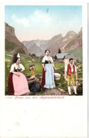 Gruss aus dem APPENZELLERLAND Alp Senn und Frauen in Tracht