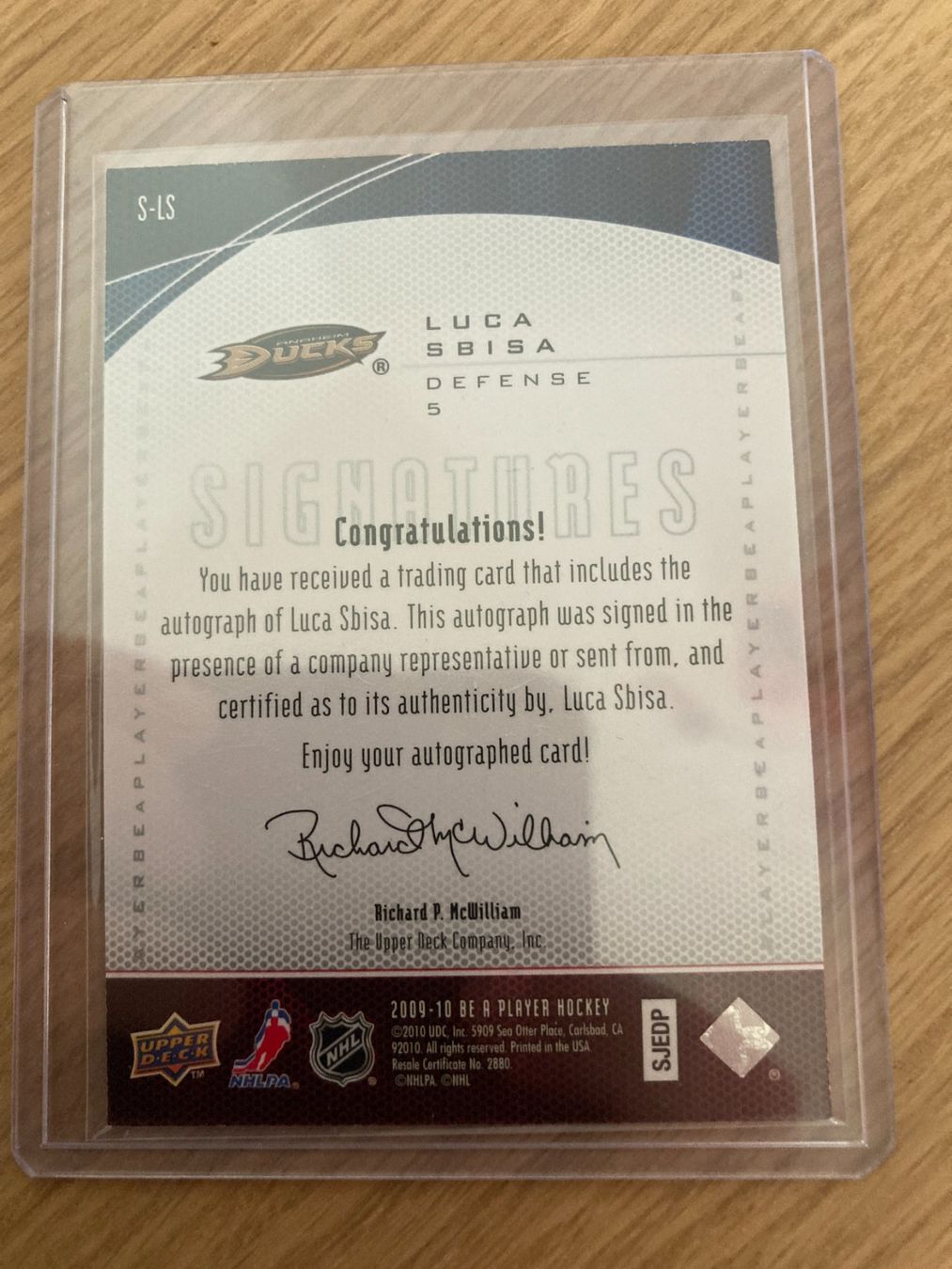 NHL Cartes à collectionner: Upper Deck NHL 2009-2010 - Luca Sbisa Auto – D'occasion à La Tour-de-Peilz par Tyalos_Cards 1