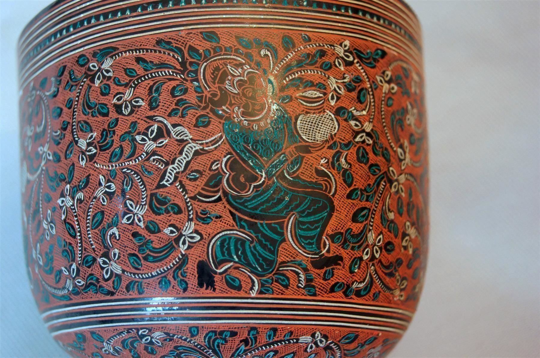 Tazze: Reichhaltig bemalter Lackbecher, wohl thailändisch – Usato da Geroldswil venduto da ARTEFACTO 6