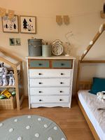 Kiefer Kommode Shabby Chic, weiss mit Salbeigrün