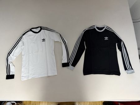 2x Adidas Langarmshirts Grösse M Weiss/Schwarz Top Zustand