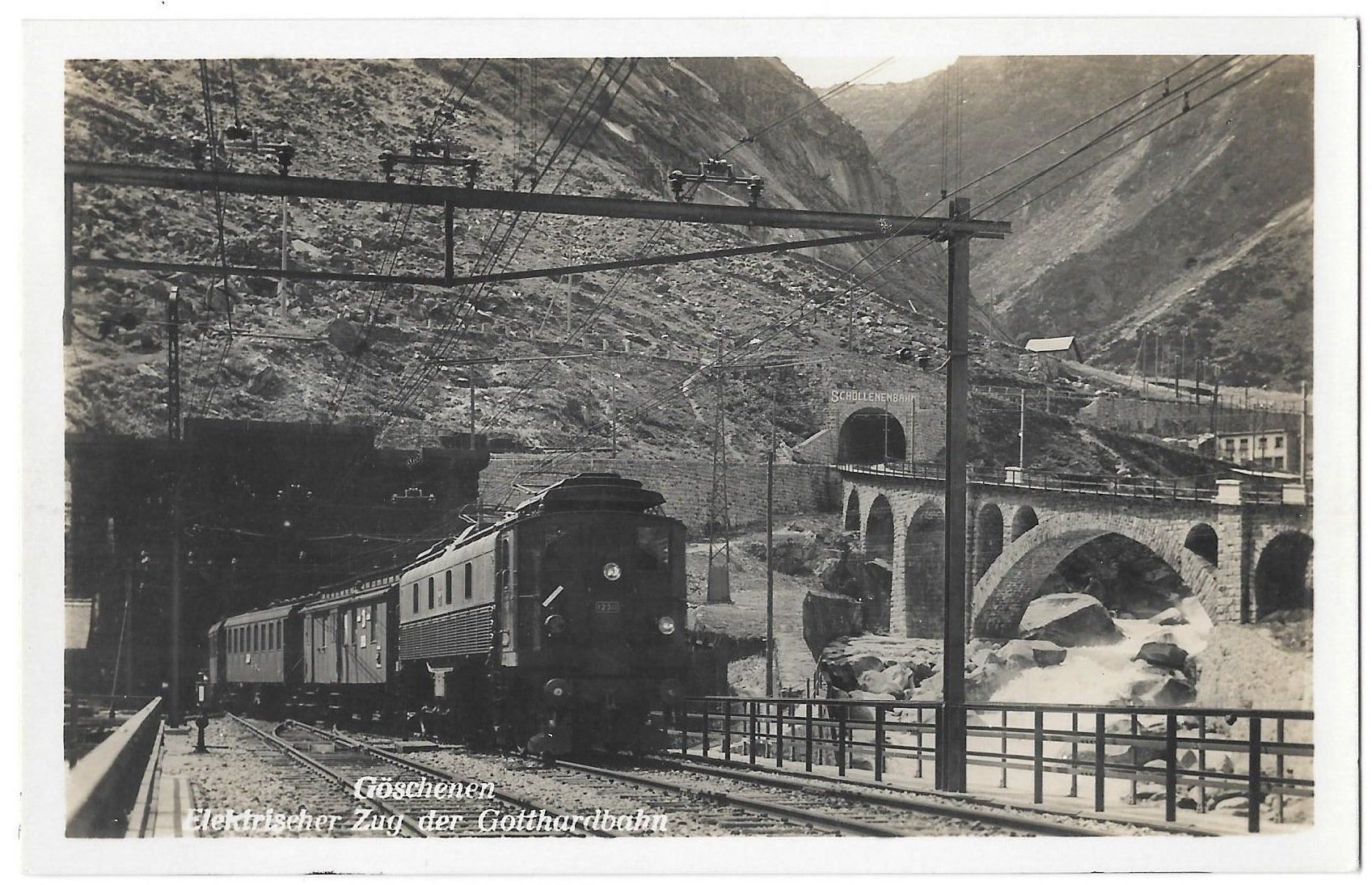 Cartoline postali: Göschenen Elektrischer Zug der Gotthardbahn – Usato da Olten venduto da clotaldi