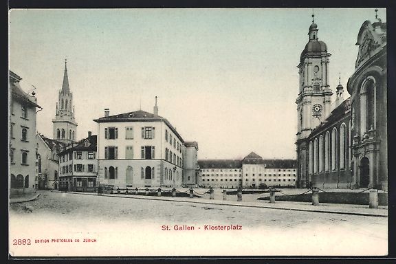 Ansichtskarten: St. Gallen, Klosterplatz mit Kirchturm – Gebraucht aus Berlin von bartko-reher