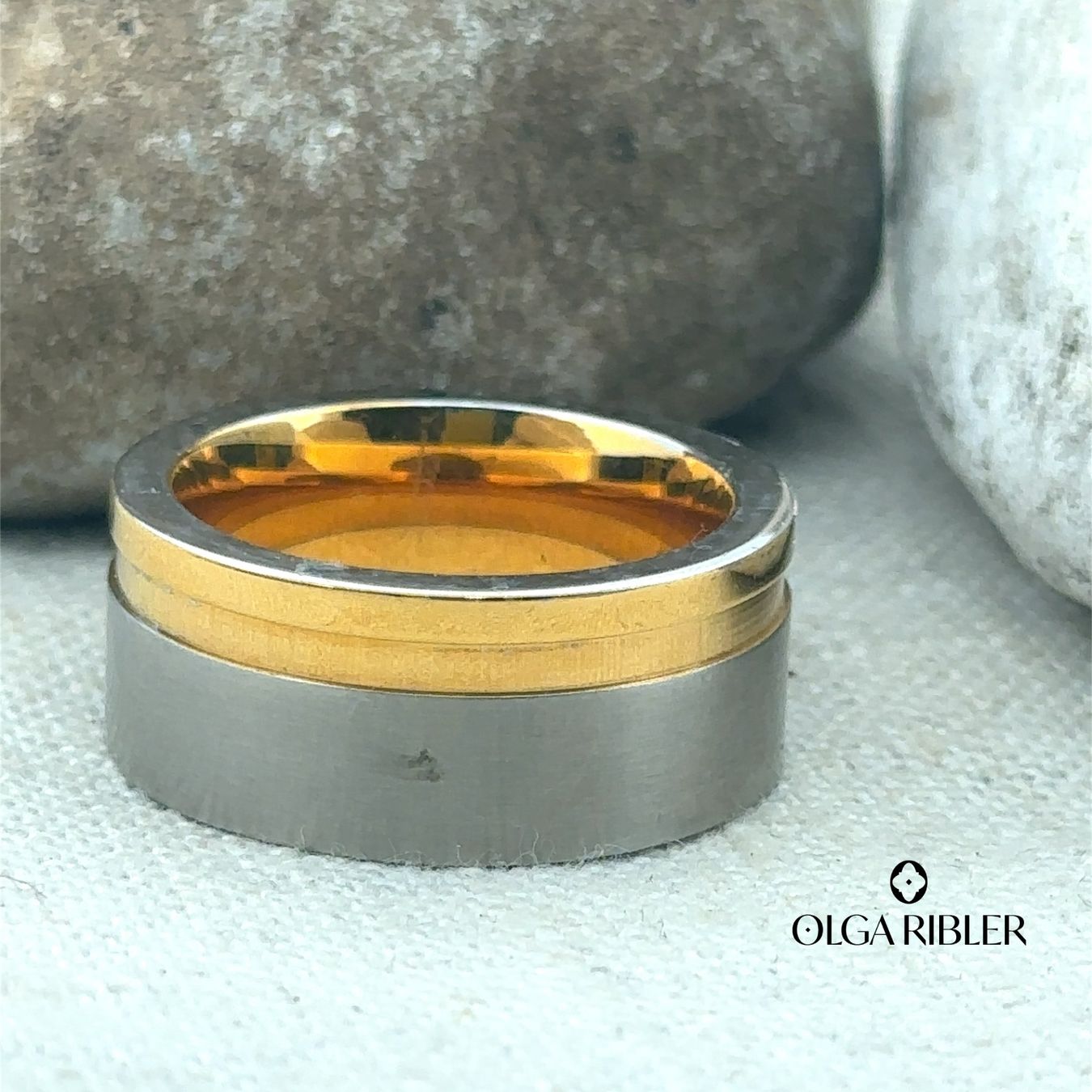 Olga Ribler Anelli: Edelstahl Ring bi-color  modern  Grösse 66 – Nuovo (secondo la descrizione) da Luzern venduto da Schmuckoutlet 2